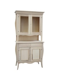 Cristalliera 2 Porte 2 Cassetti in Legno Avorio Patinato L.105 P.50 H.209