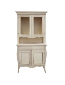 Cristalliera 2 Porte 2 Cassetti in Legno Avorio Patinato L.105 P.50 H.209