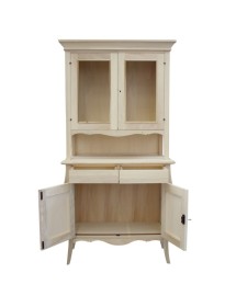 Cristalliera 2 Porte 2 Cassetti in Legno Avorio Patinato L.105 P.50 H.209