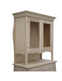 Cristalliera 2 Porte 2 Cassetti in Legno Avorio Patinato L.105 P.50 H.209