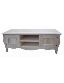 Porta TV Shabby Chic Bianco e Foglia Argento 160x50x61 cm