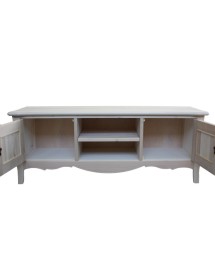 Porta TV Shabby Chic Bianco e Foglia Argento 160x50x61 cm