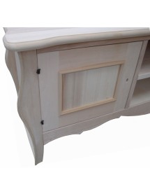 Porta TV Shabby Chic Bianco e Foglia Argento 160x50x61 cm