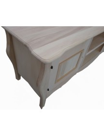 Porta TV Shabby Chic Bianco e Foglia Argento 160x50x61 cm
