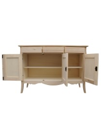 MADIA CREDENZA 3 PORTE IN LEGNO BIANCO OPACO L.151.P.50 H.105 (3088)