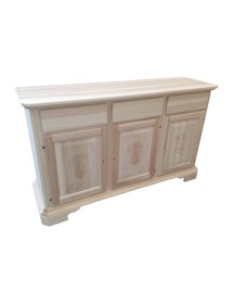 MOBILI 2G - MADIA CREDENZA IN LEGNO GREZZA 3 ANTE CON INTARSIO L.163 P.49 H.98