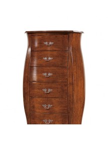 MOBILI 2G - Cassettiera bombata 7 cassetti classica legno noce bassano 73x37x141 (2155) VISTA FRONTALE