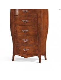 MOBILI 2G - Cassettiera bombata 7 cassetti classica legno noce bassano 73x37x141 (2155) VISTA FRONTALE