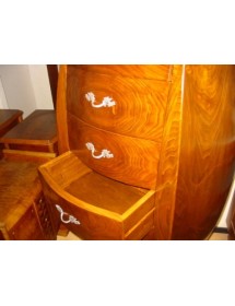 MOBILI 2G - Cassettiera bombata 7 cassetti classica legno noce bassano 73x37x141 (2155) VISTA FRONTALE