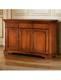 MOBILI 2G - Madia credenza arte povera 3 porte 3 cassetti legno tinta noce 147X45X93 (109) VISTA FRONTALE