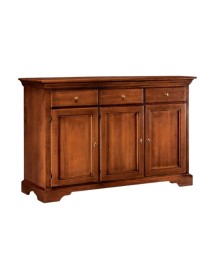 MOBILI 2G - Madia credenza arte povera 3 porte 3 cassetti legno tinta noce 147X45X93 (109) VISTA FRONTALE