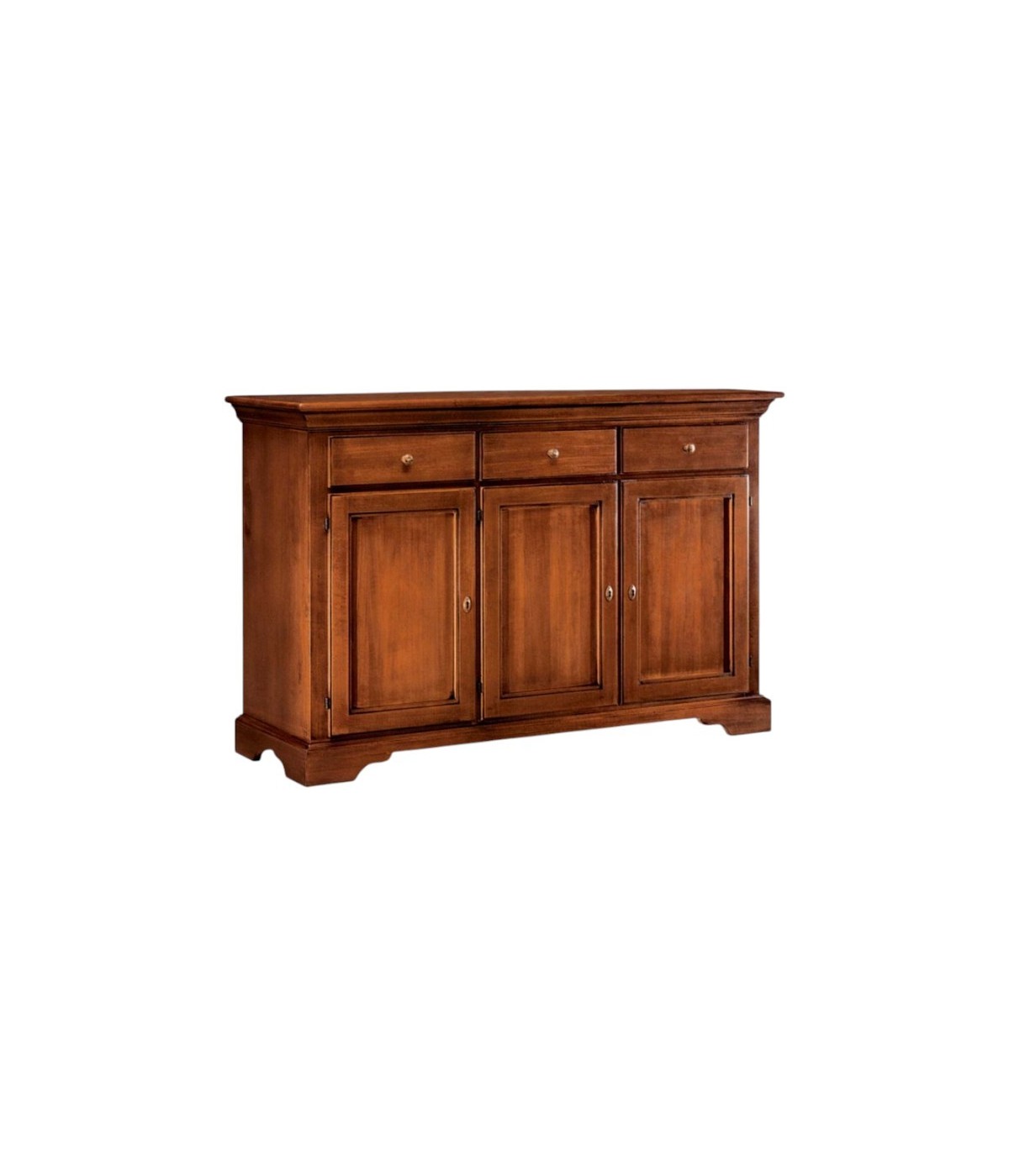 MOBILI 2G - Madia credenza arte povera 3 porte 3 cassetti legno tinta noce 147X45X93 (109) VISTA FRONTALE