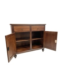 CREDENZA 2 PORTE IN LEGNO NOCE ARTE POVERA 112x49x98 (1100)