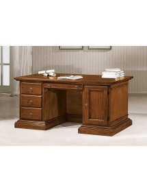 MOBILI 2G - Scrivania classica 4 cassetti 1 porta legno tinta noce 170X80x78 (408) VISTA FRONTALE