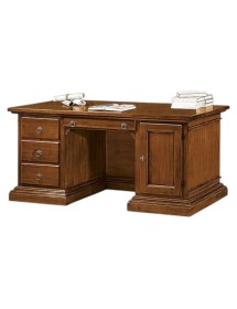 MOBILI 2G - Scrivania classica 4 cassetti 1 porta legno tinta noce 170X80x78 (408) VISTA FRONTALE