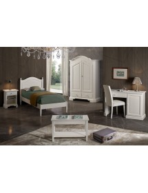 MOBILI 2G - ARMADIO IN LEGNO 2 PORTE SHABBY BIANCO 138X61X200 (471) vista frontale