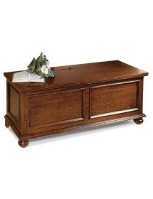 MOBILI 2G - Cassapanca in legno arte arte povera tinta noce 100x44X51 (1109) VISTA FRONTALE