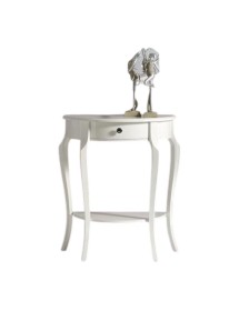 MOBILI 2G - CONSOLLE CLASSICA IN LEGNO 1 CASSETTO BIANCO L.67 P.33 H.75 (3109) vista frontale