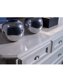 MOBILI 2G - Cassettiera 5 cassetti legno abete shabby bianco consumato 116X51X101 (308) VISTA FRONTALE