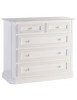 MOBILI 2G - Cassettiera 5 cassetti legno abete shabby bianco consumato 116X51X101 (308) VISTA FRONTALE