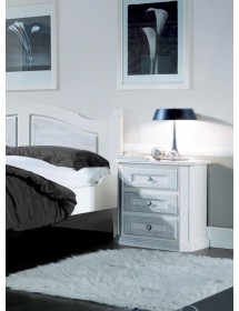 MOBILI 2G -  Comodino 3 cassetti legno shabby bianco spazzolato 61x39x64 (2217) vista frontale