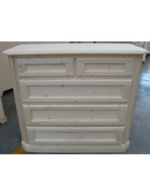 MOBILI 2G -  Gruppo cassettiera e due comodini legno shabby bianco spazzolato vista frontale