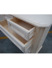 MOBILI 2G -  Gruppo cassettiera e due comodini legno shabby bianco spazzolato vista frontale