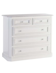 MOBILI 2G -  Gruppo cassettiera e due comodini legno shabby bianco spazzolato vista frontale