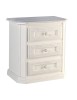 MOBILI 2G -  Gruppo cassettiera e due comodini legno shabby bianco spazzolato vista frontale
