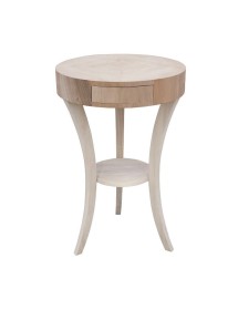 MOBILI 2G - TAVOLINO ROTONDO CLASSICO IN LEGNO INTARSIATO GREZZO D.45 H.70 (3120) VISTA FRONTALE