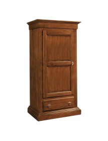 MOBILI 2G - ARMADIO CLASSICO 1 ANTA IN LEGNO MASSELLO TINTA NOCE 96X56X197 (1706)