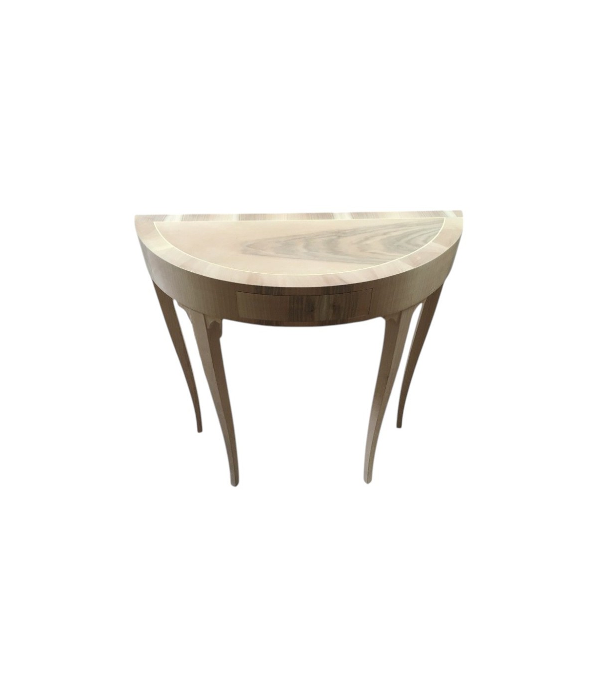 MOBILI 2G - Consolle in legno classica a mezzaluna 1 cassetto grezzo L.81 P.34 H.80 (3110) vista frontale