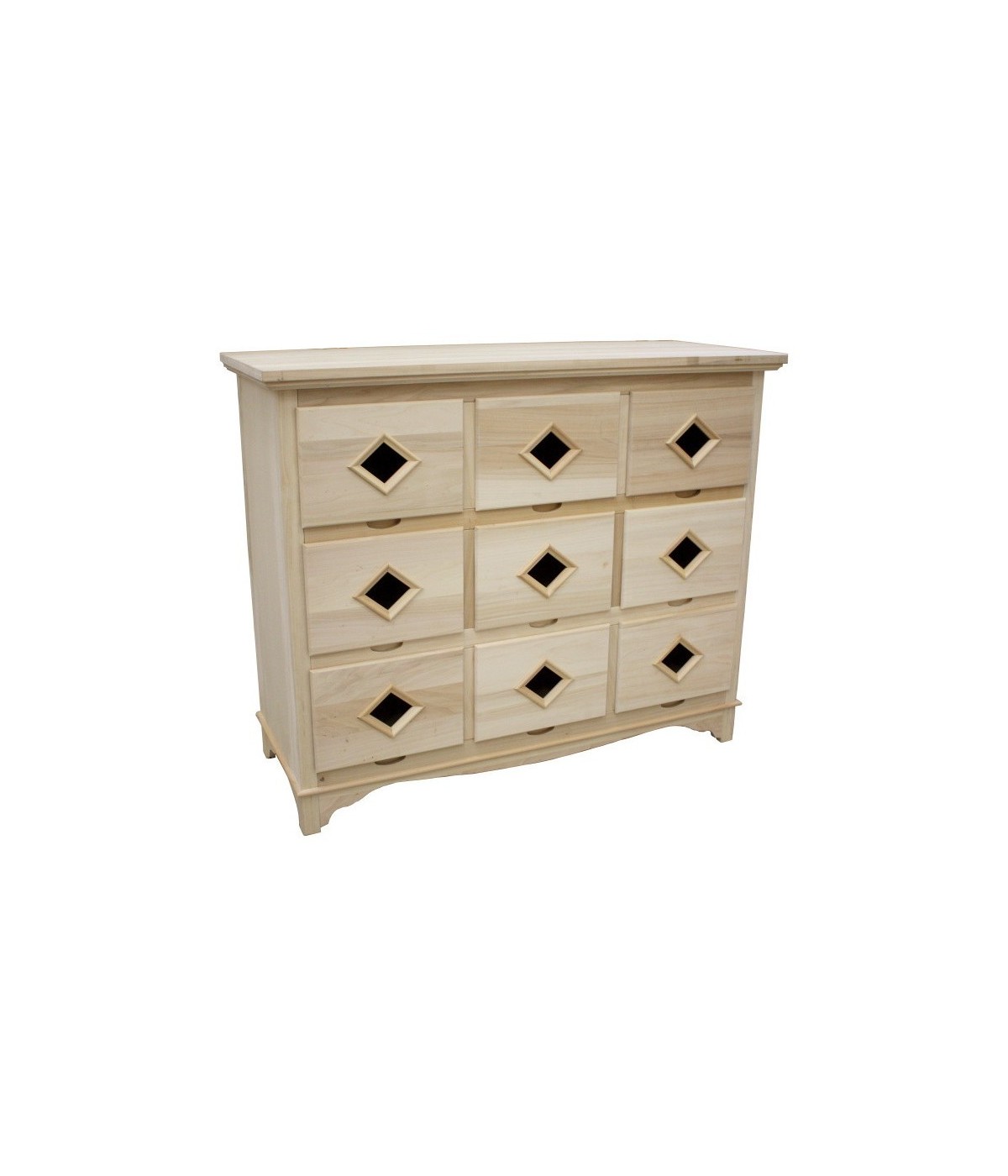 MOBILI 2G - CASSETTIERA CLASSICA IN LEGNO 9 CASSETTI GREZZO L.147 P.55 H.119 (981)