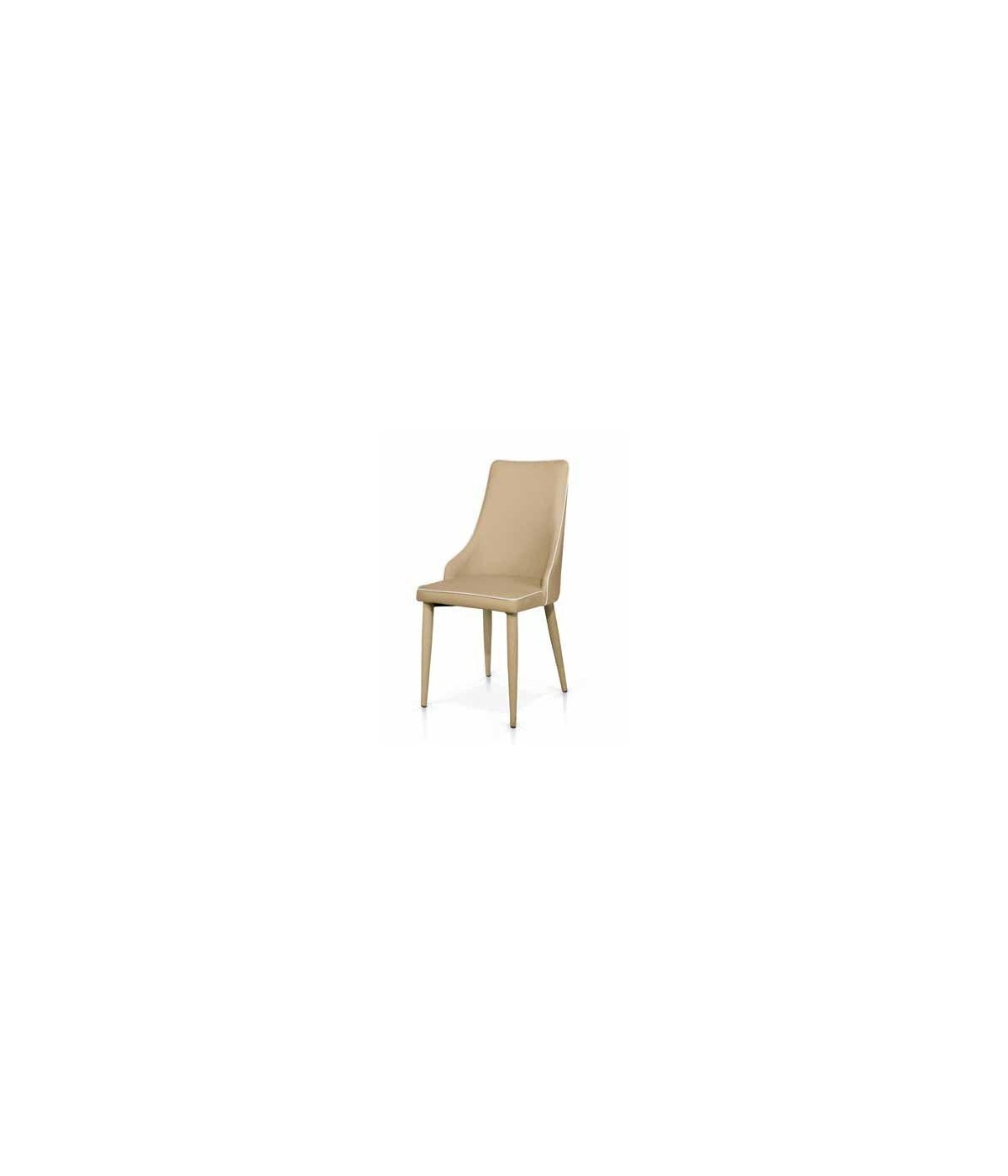 SET 4 Sedie ecopelle tortora con bordo bianco 45X42 H.95