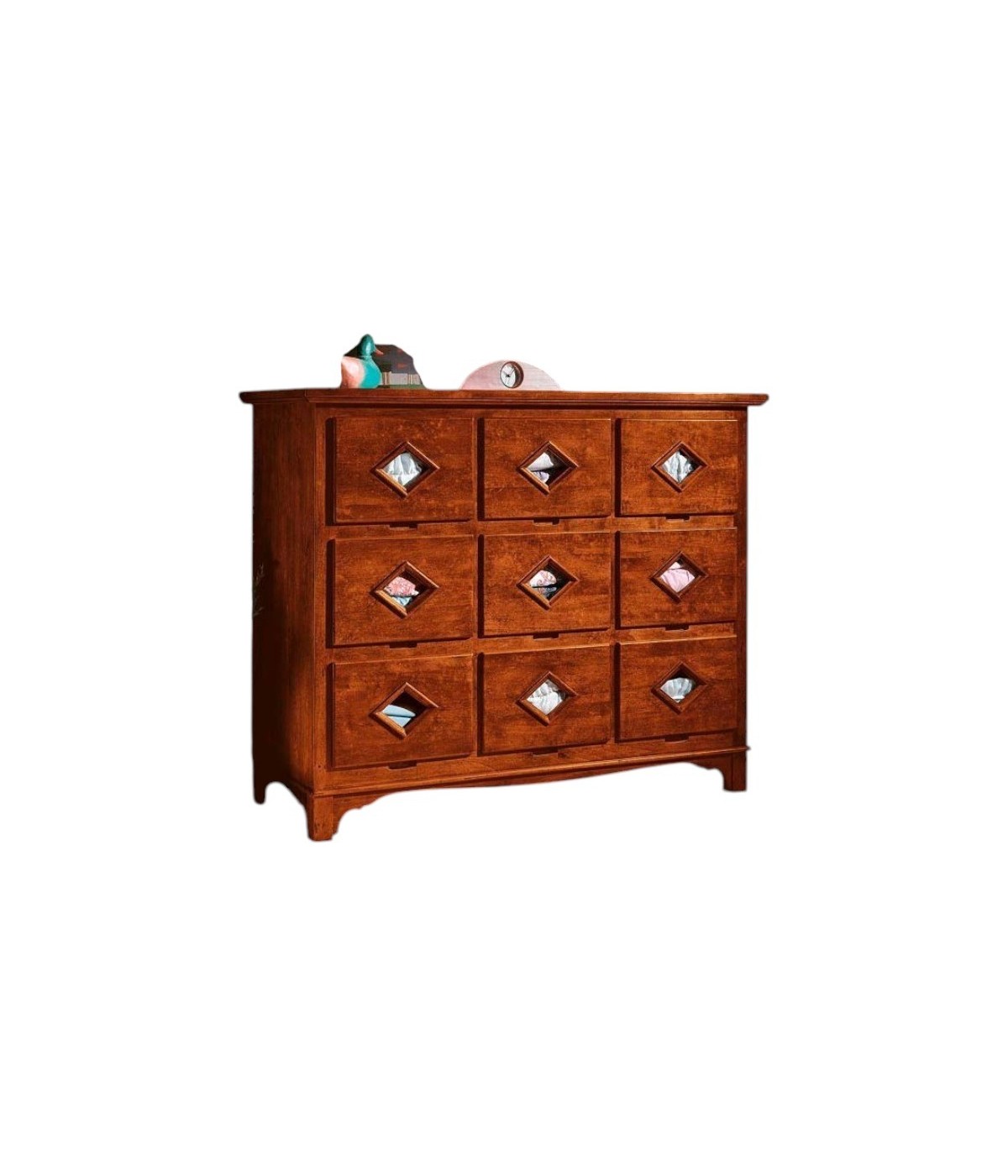 MOBILI 2G - CASSETTONE IN LEGNO MASSELLO 9 CASSETTI MISURA L.147 P.55 H.119 (981)