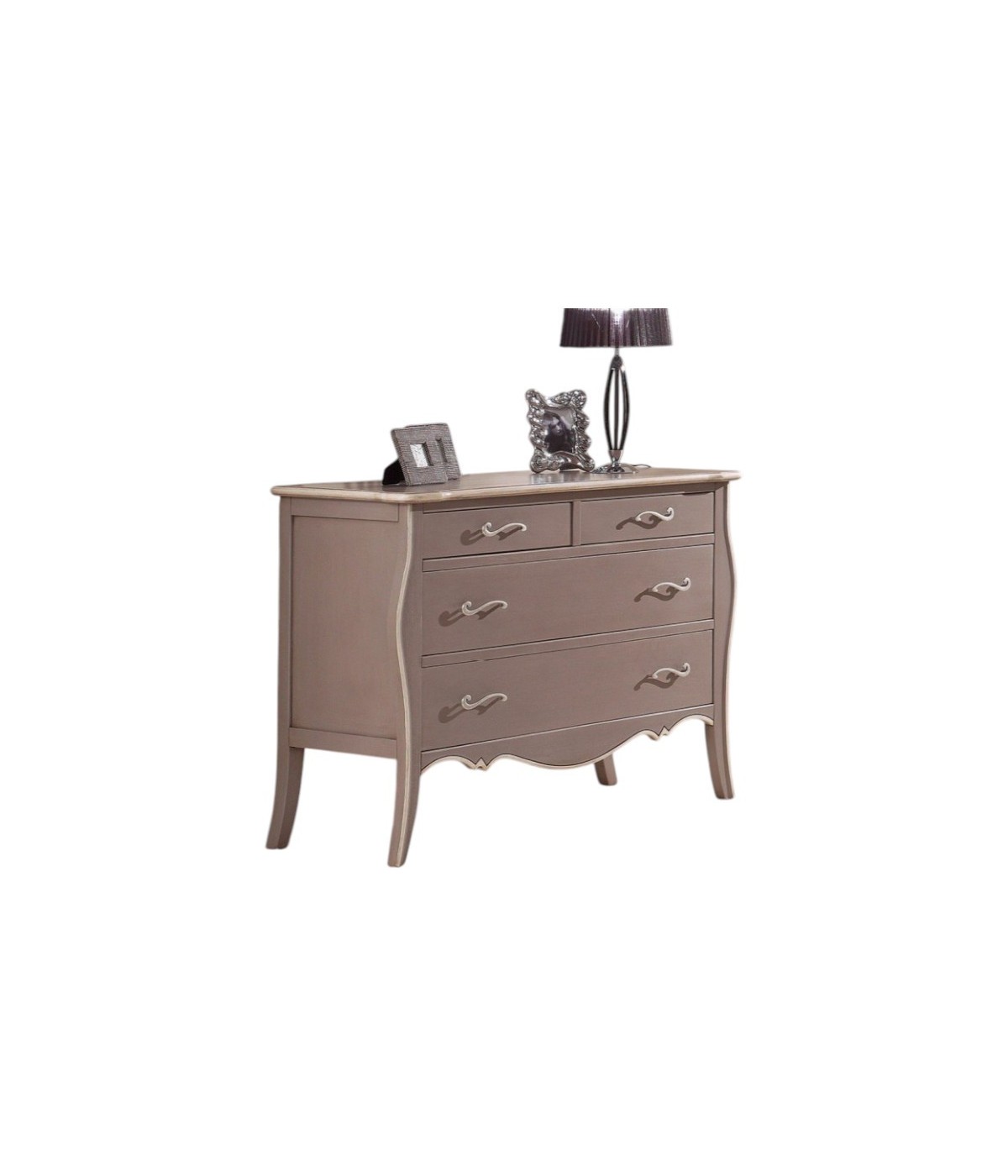 MOBILI 2G - COMO' 4 CASSETTI TORTORA ANTICATO CON PROFILI AVORIO MISURE L.116 P.54 H.91 (1479)