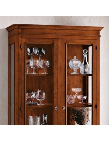 MOBILI 2G - VETRINA 2 PORTE IN LEGNO TINTA NOCE L.111 x P.42 H.192 (1511) vista frontale