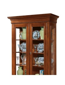 MOBILI 2G - VETRINA 2 PORTE 2 CASSETTI IN LEGNO TINTA NOCE L.125 x P.48 H.196 (606) vista frontale