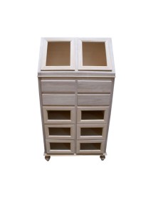 MOBILI 2G - DISPENSA CUCINA 10 CASSETTI E 2 ANTE LEGNO GREZZA 80X42X153