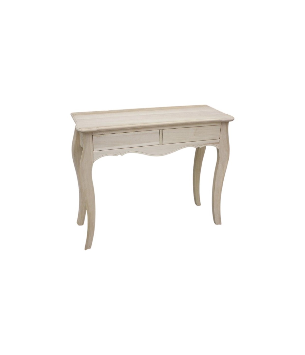 MOBILI 2G - Consolle in legno classica 2 cassetti grezzo L.101 P.38 H.82 (3108) VISTA FRONTALE