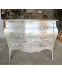 MOBILI 2G - Comò 3 cassetti bombato 116*45*85 ARGENTO (1914) vista frontale