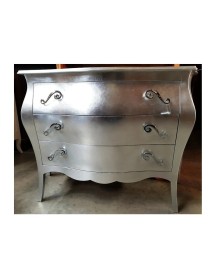 MOBILI 2G - Comò 3 cassetti bombato 116*45*85 ARGENTO (1914) vista frontale