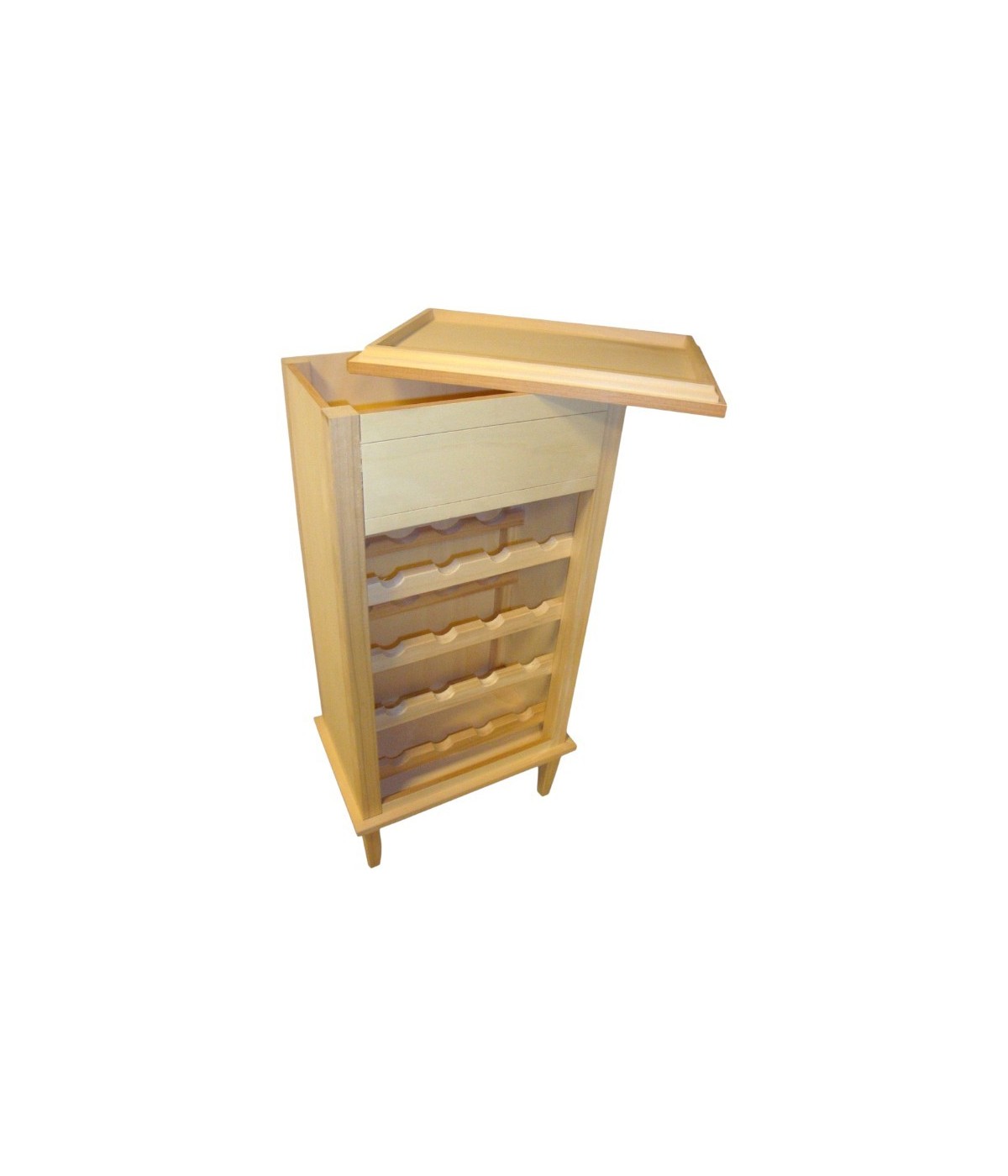 MOBILI 2G - PORTABOTTIGLIE CON VASSOIO IN LEGNO CLASSICO GREZZO L.57 P.37 H.105 (1214)
