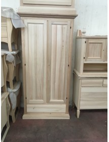MOBILI 2G - Armadio legno arte povera 2 porte 1 cassetto legno tinta noce 90X45X180 (474) VISTA FRONTALE