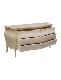 MOBILI 2G - CASSETTIERA CLASSICA BOMBATA IN LEGNO 6 CASSETTI GREZZO L.162 P.58 H.85 (3246) vista frontale