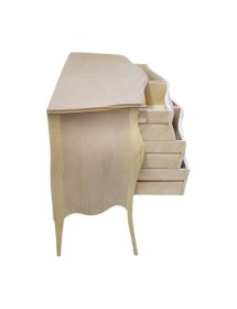 MOBILI 2G - CASSETTIERA CLASSICA BOMBATA IN LEGNO 6 CASSETTI GREZZO L.162 P.58 H.85 (3246) vista frontale