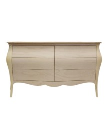 MOBILI 2G - CASSETTIERA CLASSICA BOMBATA IN LEGNO 6 CASSETTI GREZZO L.162 P.58 H.85 (3246) vista frontale