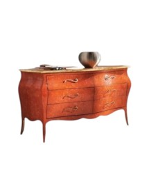 MOBILI 2G - COMÒ BOMBATO CLASSICO 6 CASSETTI ARANCIONE ORO 162x58 x85 (3246) vista frontale