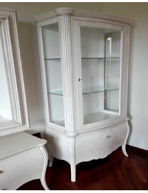 VETRINA IN LEGNO 1 CASSETTO 1 PORTA GREZZO L.88 P.46 H.205 (5006)
