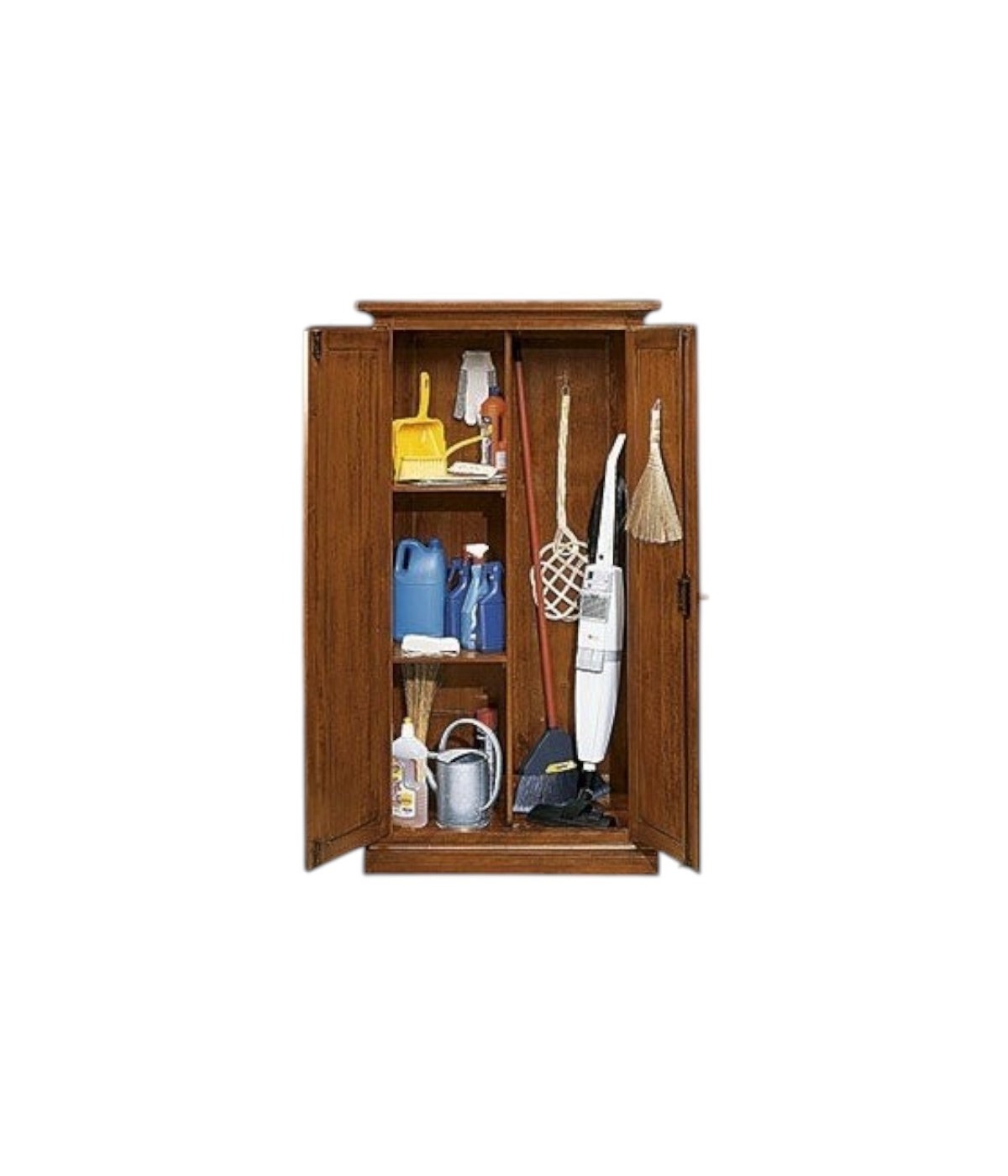 MOBILI 2G - Armadietto Dispensa 2 porte 3 ripiani in legno arte povera tinta noce L.86 x P.45 H.161 (712) vista frontale